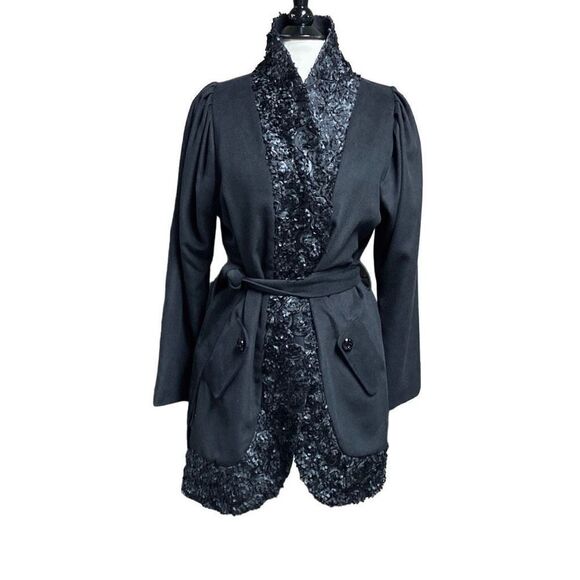 Samuel Dong Black Quarter Length Coat Size Large - Picture 1 of 10
